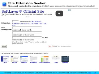 Screenshot sito: File Extension Seeker
