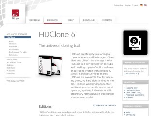 Screenshot sito: HDclone Free