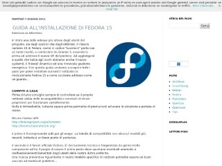 Screenshot sito: Guida a Fedora 15