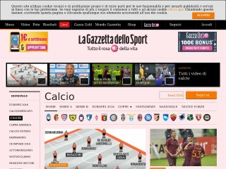Screenshot sito: Gazzetta.it Calcio