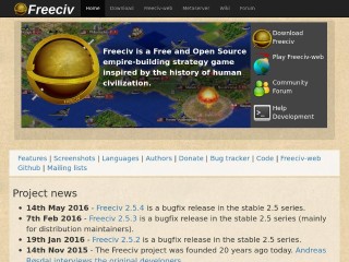 Screenshot sito: FreeCiv