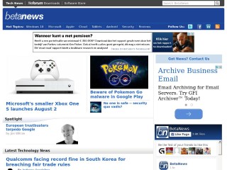 Screenshot sito: Beta News