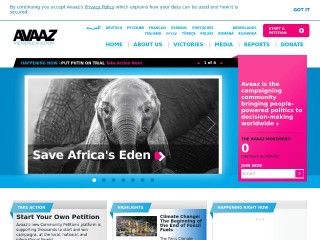 Screenshot sito: Avaaz